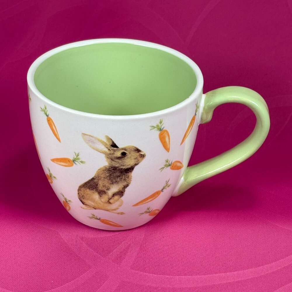 Harvest Green Studio cute bunny & Carrots coffee mug